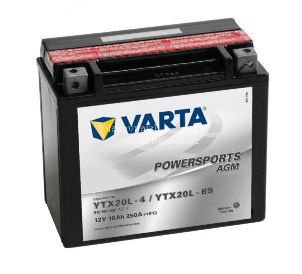 Motobaterie VARTA AGM YTX20L-BS, 18Ah, 12V - Kliknutm na obrzek zavete
