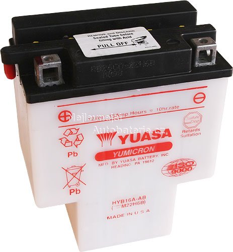 Motobaterie Yuasa "YUMICRON" 12V, 16Ah, 210A, HYB16A-AB - Kliknutm na obrzek zavete