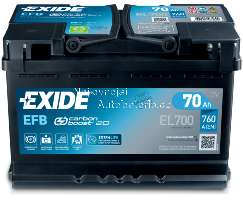 EXIDE EFB 12V 70Ah 720A Start-Stop EL700 - Kliknutm na obrzek zavete