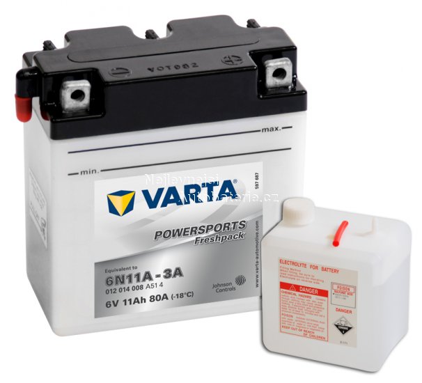 Motobaterie VARTA freshpack 6N11A-3A, 12Ah, 6V - Kliknutm na obrzek zavete