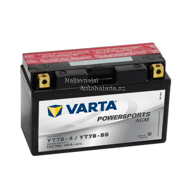 Motobaterie VARTA AGM YT7B-BS, 7Ah, 12V - Kliknutm na obrzek zavete