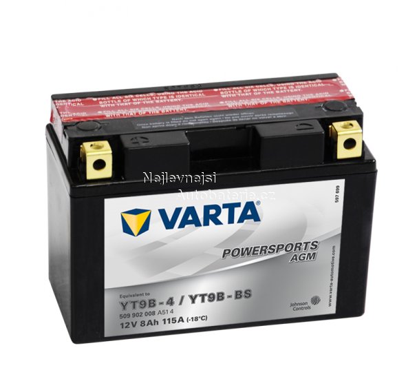 Motobaterie VARTA AGM YT9B-BS, 9Ah, 12V - Kliknutm na obrzek zavete