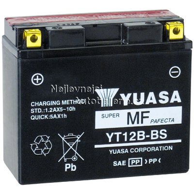 Motobaterie Yuasa "SUPER MF" 12V, 10Ah, 180A, YT12B-BS - Kliknutm na obrzek zavete