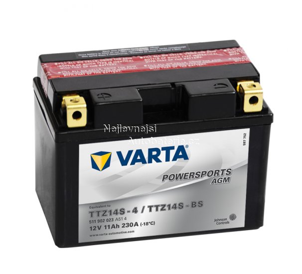 Motobaterie VARTA AGM YTZ14S-BS, 11Ah, 12V - Kliknutm na obrzek zavete