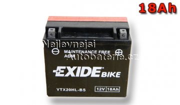 Motobaterie EXIDE BIKE Conventional 18Ah, 12V YB18L-A - Kliknutm na obrzek zavete